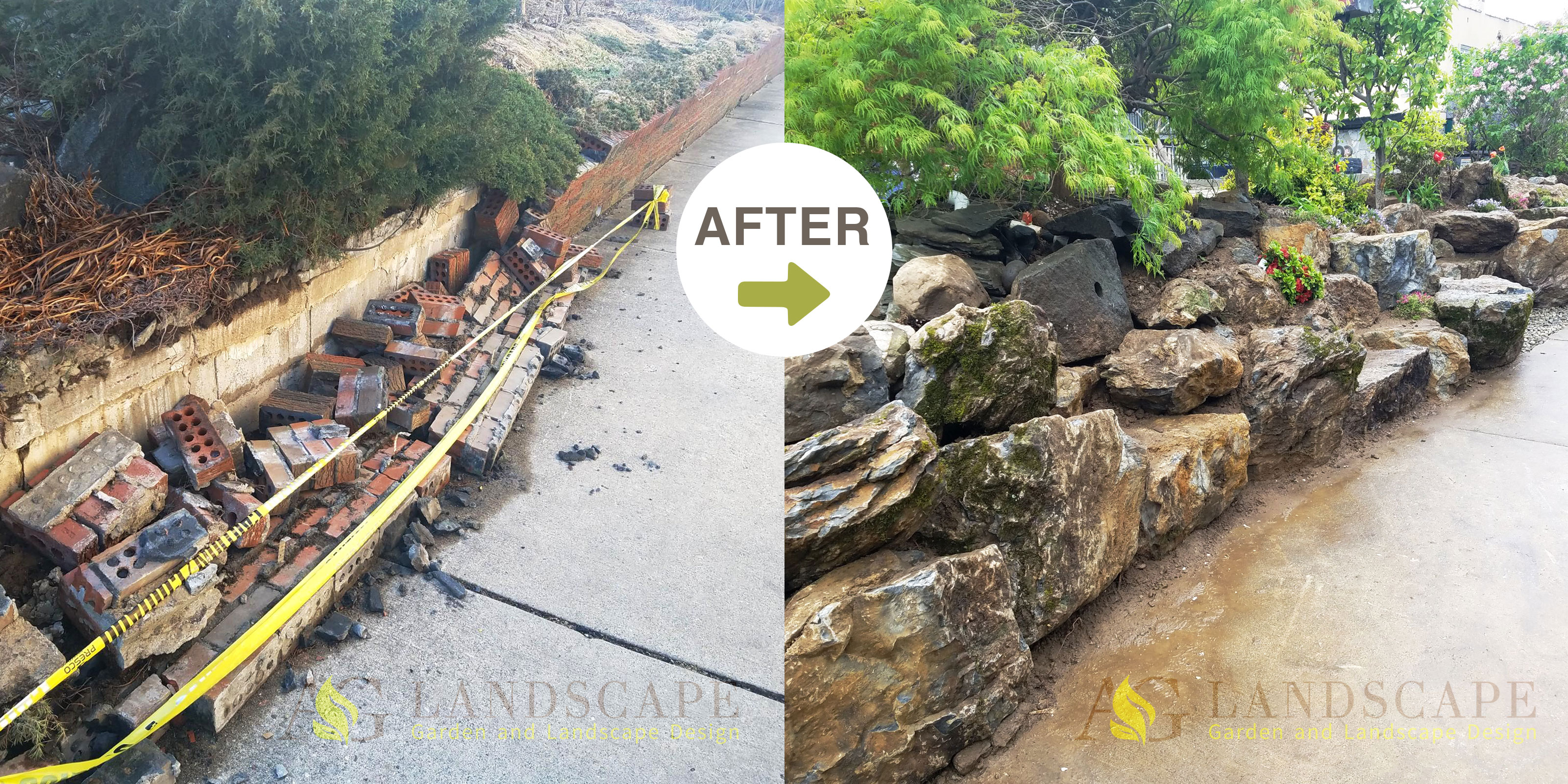 A&G Construction Retaining wall before&after2